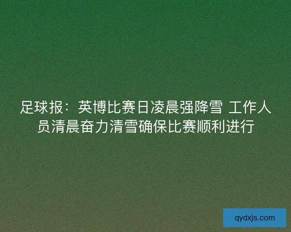 足球报：英博比赛日凌晨强降雪 工作人员清晨奋力清雪确保比赛顺利进行