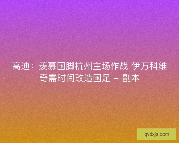 高迪：羡慕国脚杭州主场作战 伊万科维奇需时间改造国足 - 副本