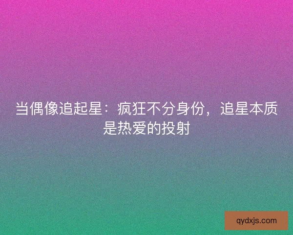 当偶像追起星：疯狂不分身份，追星本质是热爱的投射
