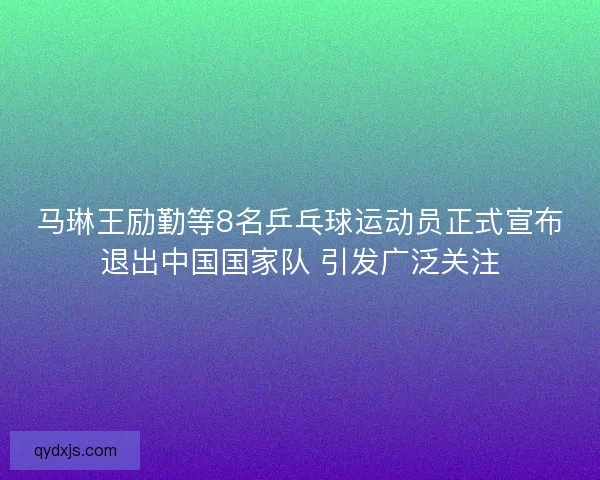 马琳王励勤等8名乒乓球运动员正式宣布退出中国国家队 引发广泛关注 马琳王励勤等8名乒乓球运动员正式宣布退出中国国家队 引发广泛关注